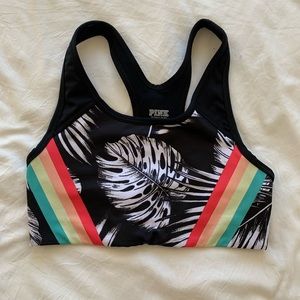 PINK Black and Rainbow Sports Bra size S